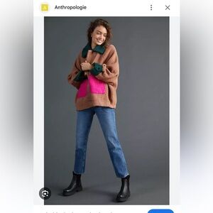 Anthropologie Pink and Brown Knit Sweater